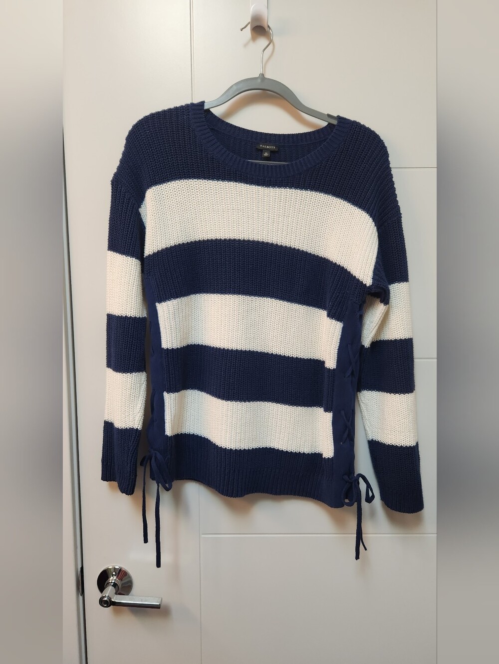 Talbots Striped Cotton Woowens Sweater- Medium